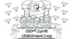 23rd April Happy Children's Day - Colouring