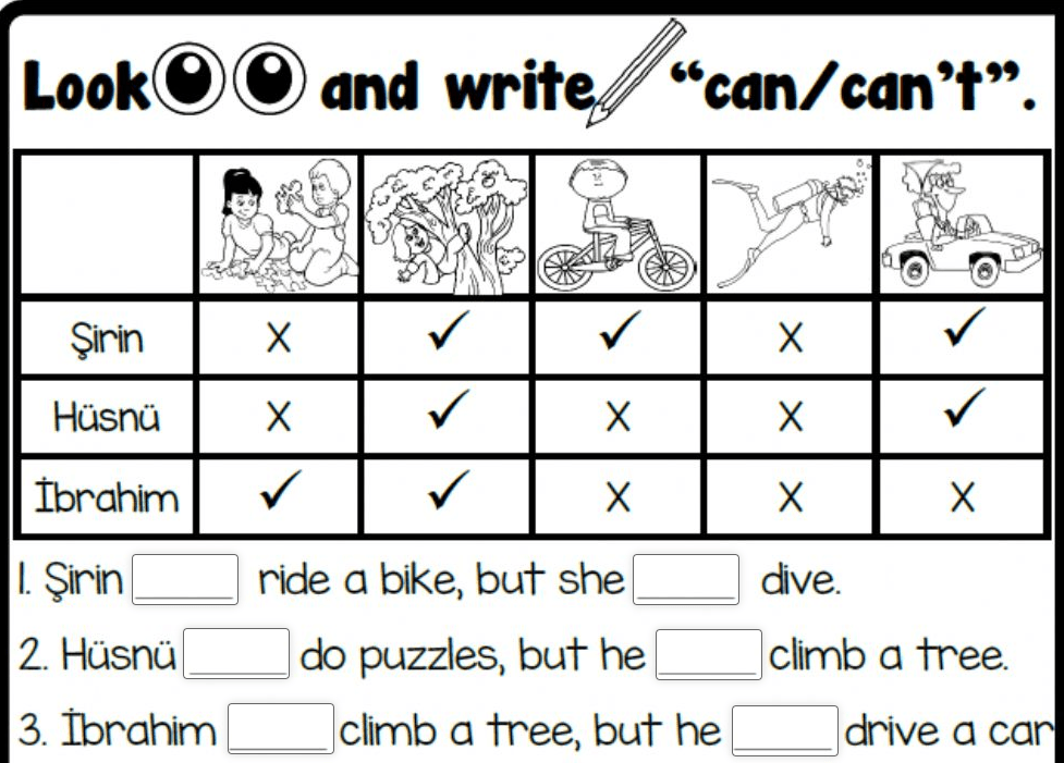 Action Verbs & Can-Can't 2