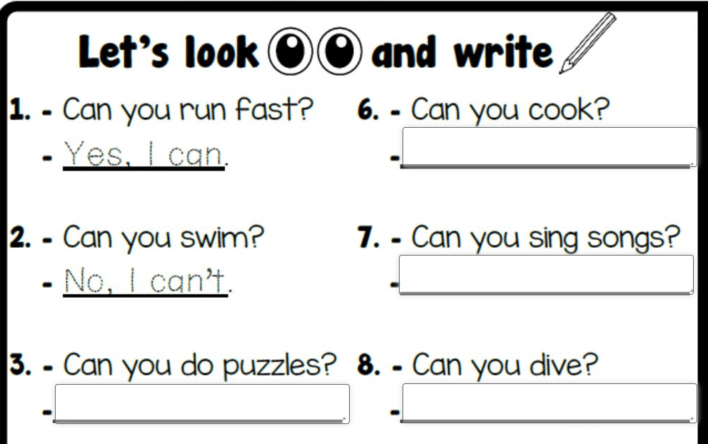 Action Verbs & Can-Can't 3